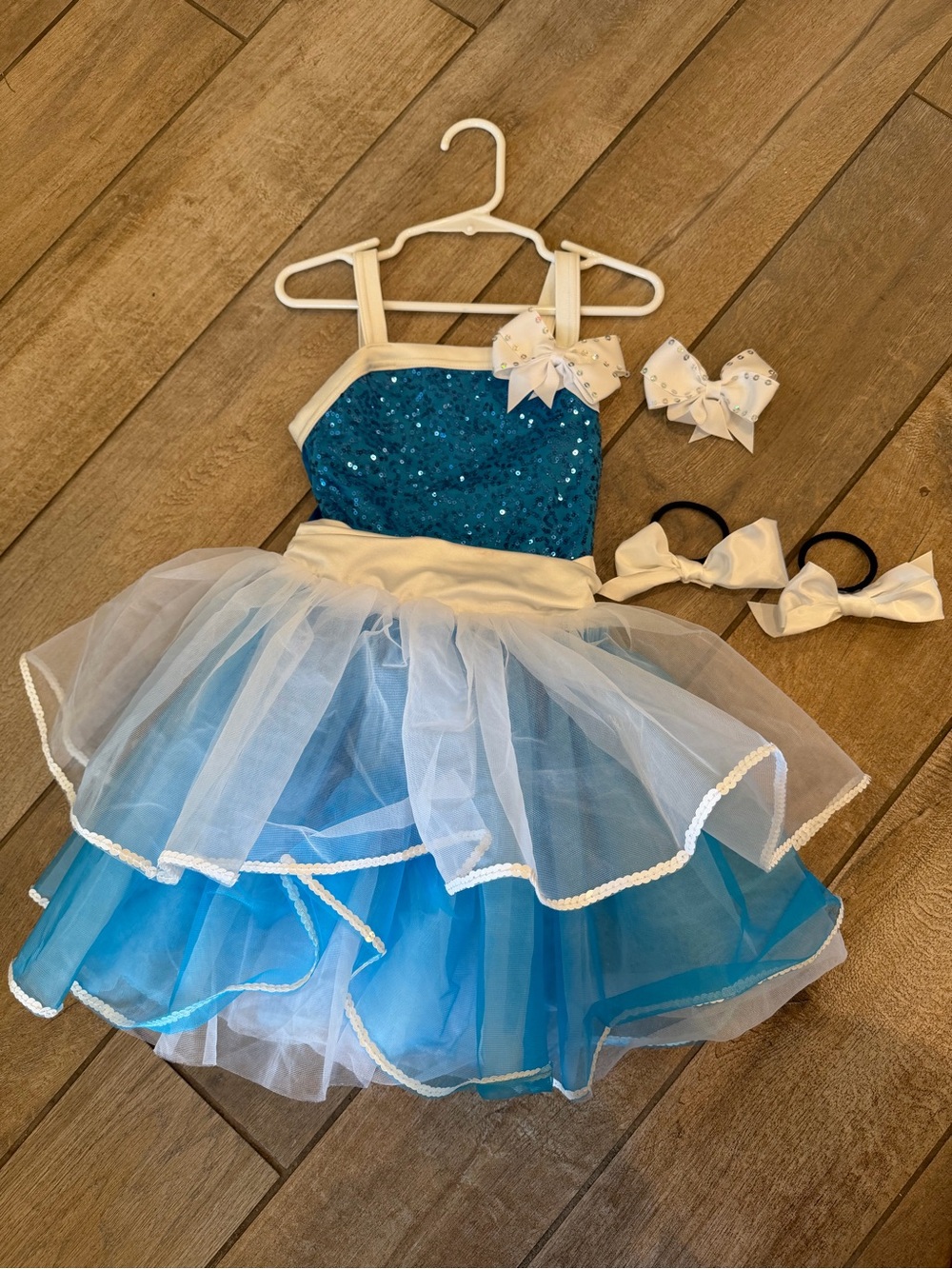 Weissman Blue and White Sequin Tulle Dance Costume